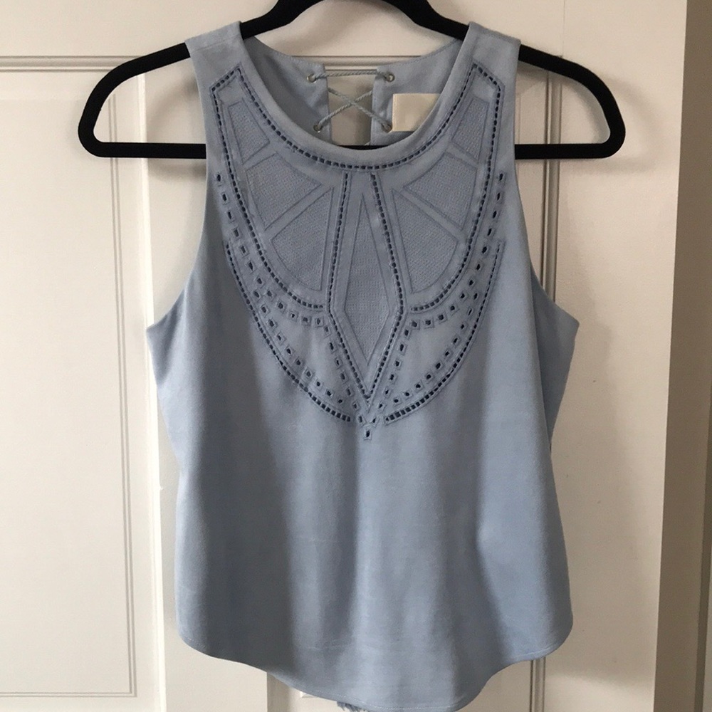 J.O.A. Faux Suede Lace Back Top